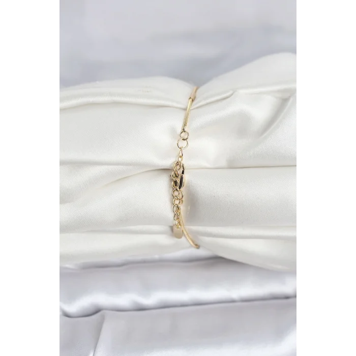 BUĞZ CM 14K Gold Renk Barlı Yılan Zincir Model Kadın Bileklik