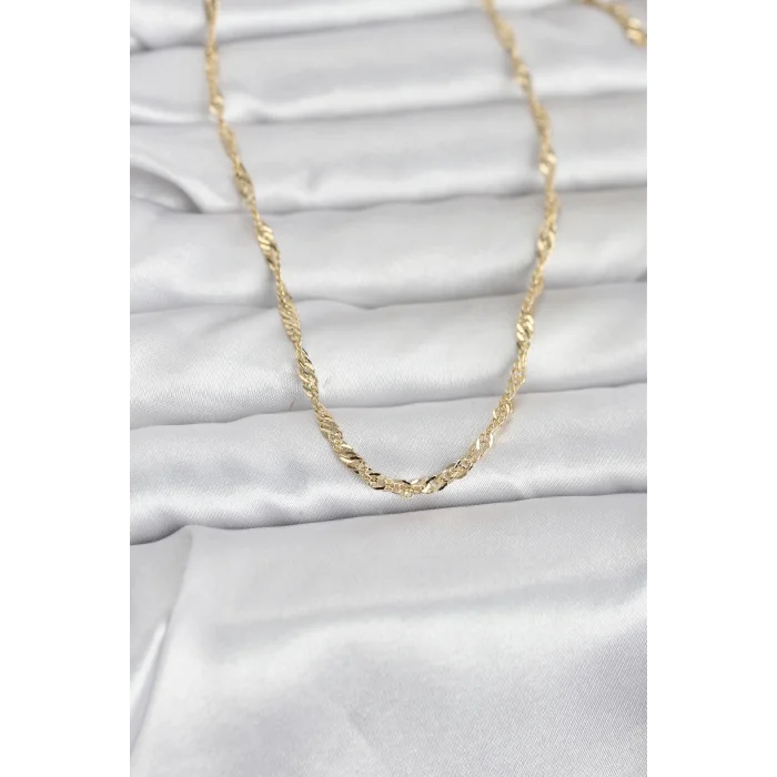 BUĞZ CM 14K Gold Renk Burgu Yassı Model 60 cm Kadın Kolye