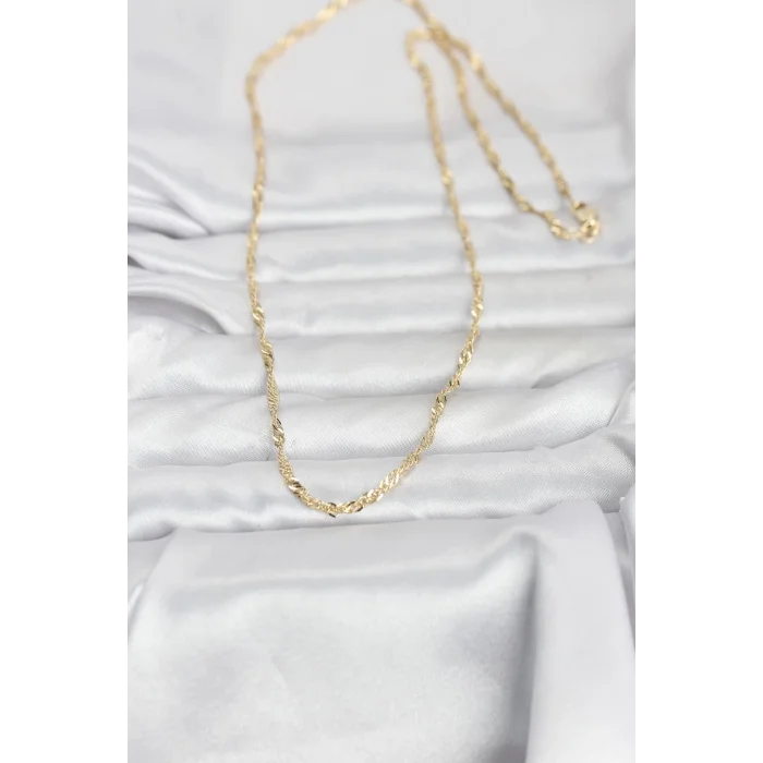 BUĞZ CM 14K Gold Renk Burgu Yassı Model 60 cm Kadın Kolye