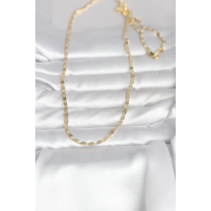 BUĞZ CM 14K Gold Renk Çizgi Lazer Model 60 cm Kadın Kolye - BUĞZ