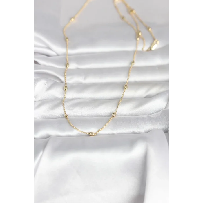 BUĞZ CM 14K Gold Renk Damla Topçuk Model Zincirli 60 cm Kadın Kolye - BUĞZ