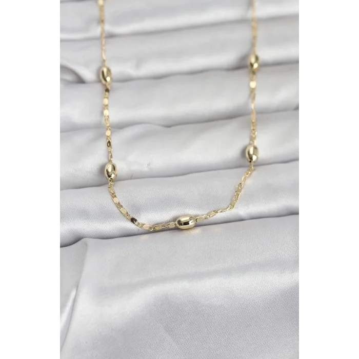 BUĞZ CM 14K Gold Renk Damla Topçuklu Zincir Model 60 cm Kadın Kolye
