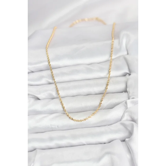 BUĞZ CM 14K Gold Renk Ezme Burgu Zincir Model 60 cm Kadın Kolye