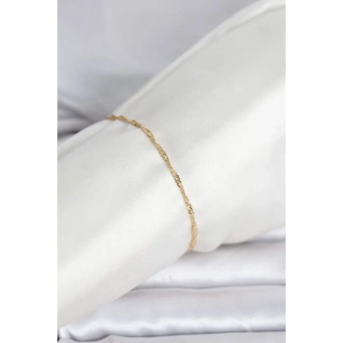 BUĞZ CM 14K Gold Renk Ezme Burgu Zincir Model Kadın Bileklik