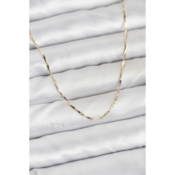 BUĞZ CM 14K Gold Renk İnce Kesim Çubuk Model Zincir Kadın Kolye