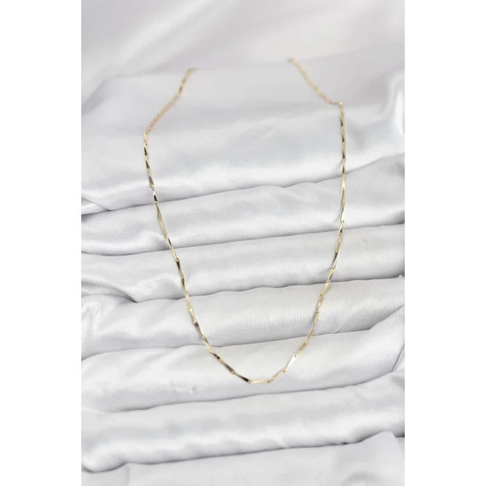 BUĞZ CM 14K Gold Renk İnce Kesim Çubuk Model Zincir Kadın Kolye