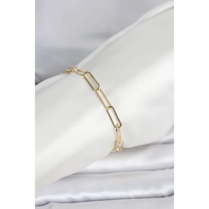 BUĞZ CM 14K Gold Renk Kalın Ataç Zincir Model Kadın Bileklik