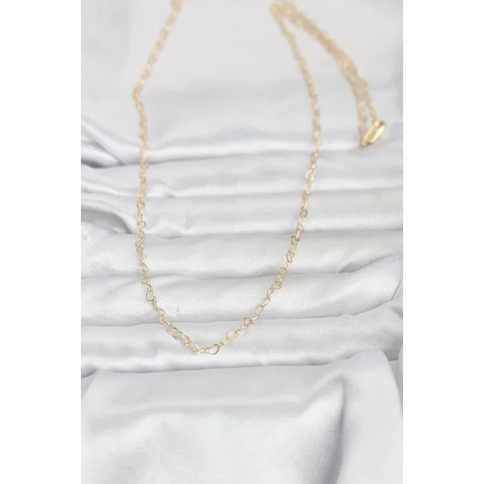 BUĞZ CM 14K Gold Renk Kalp Zincirli 60 cm Kadın Kolye