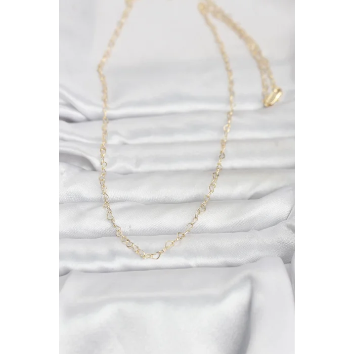 BUĞZ CM 14K Gold Renk Kalp Zincirli 60 cm Kadın Kolye - BUĞZ