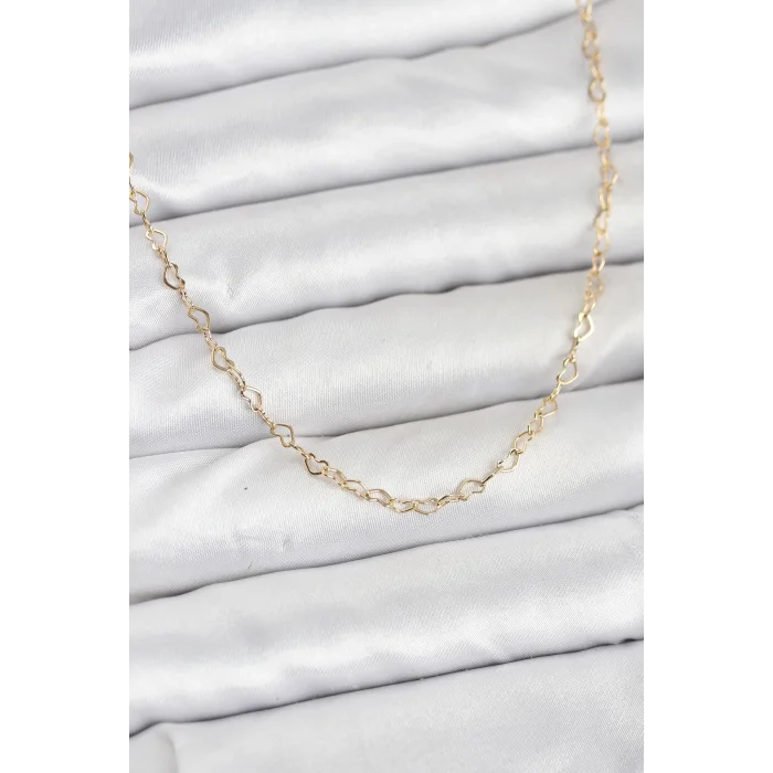 BUĞZ CM 14K Gold Renk Kalp Zincirli Kadın Kolye