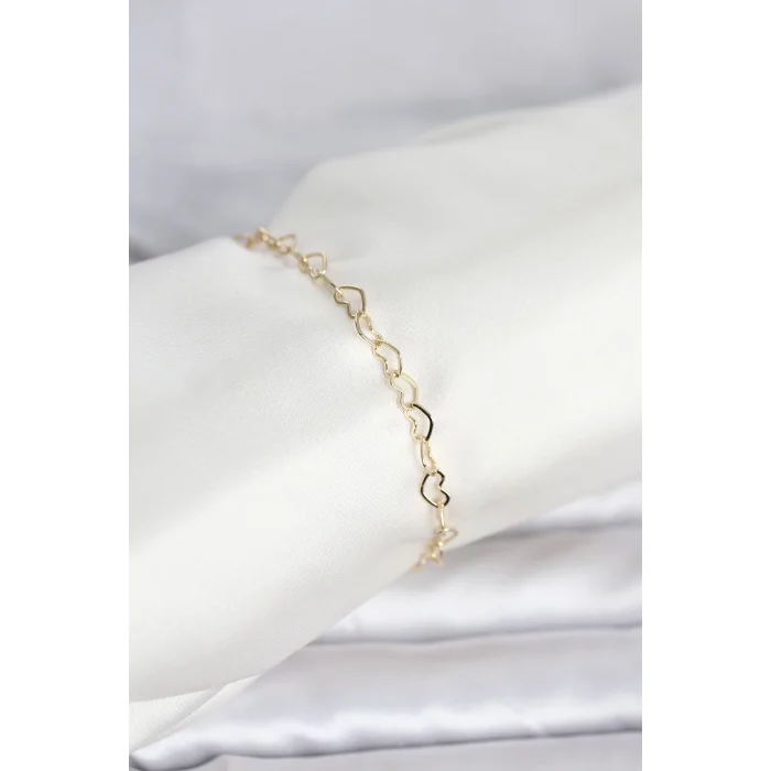 BUĞZ CM 14K Gold Renk Kalpli Zincir Model Kadın Bileklik