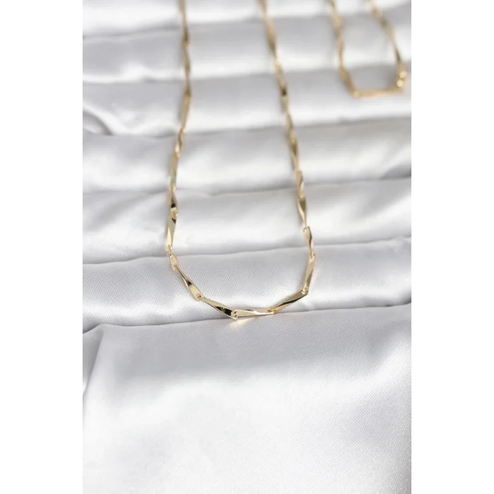 BUĞZ CM 14K Gold Renk Kesme Çubuk Zincirli Model 60 cm Kadın Kolye