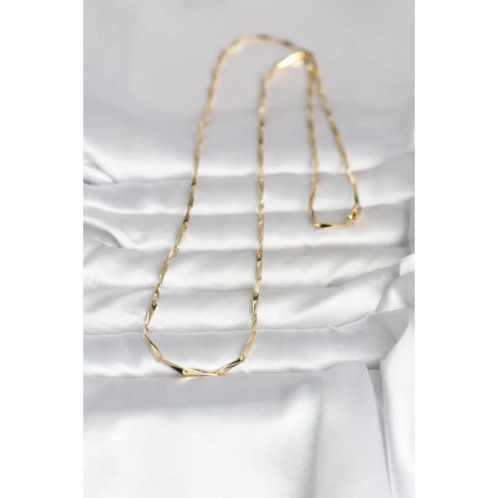 BUĞZ CM 14K Gold Renk Kesme Çubuk Zincirli Model 60 cm Kadın Kolye