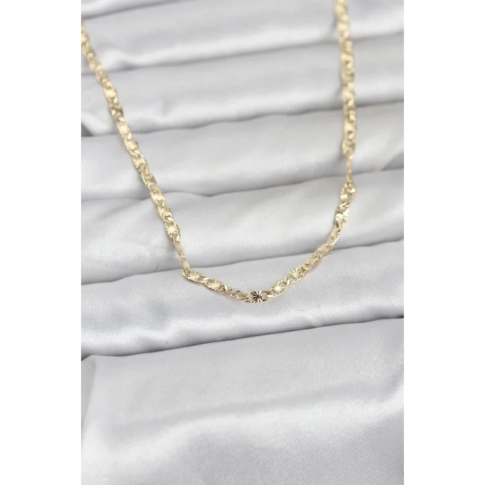 BUĞZ CM 14K Gold Renk Lazer Zincirli Model 60 cm Kadın Kolye