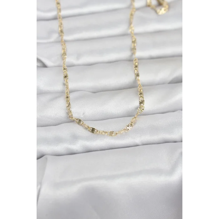 BUĞZ CM 14K Gold Renk Lazerli Gemici Zincir Model 60 cm Kadın Kolye