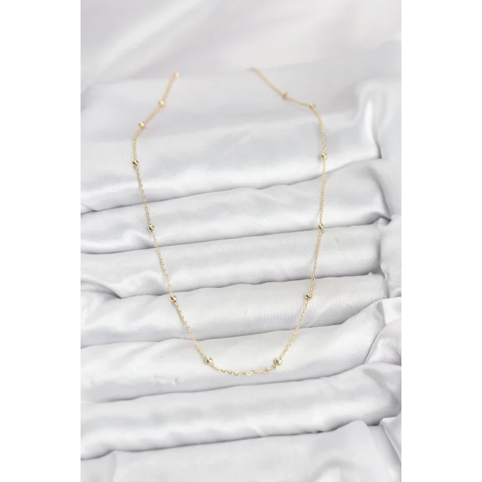 BUĞZ CM 14K Gold Renk Minik Top Zincirli Kadın Kolye