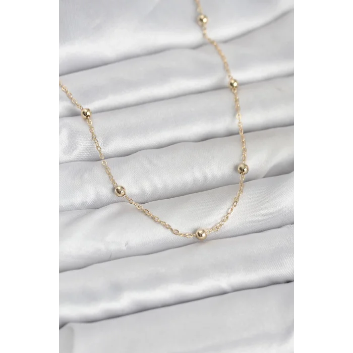 BUĞZ CM 14K Gold Renk Pirinç Top Zincirli 60 cm Kadın Kolye