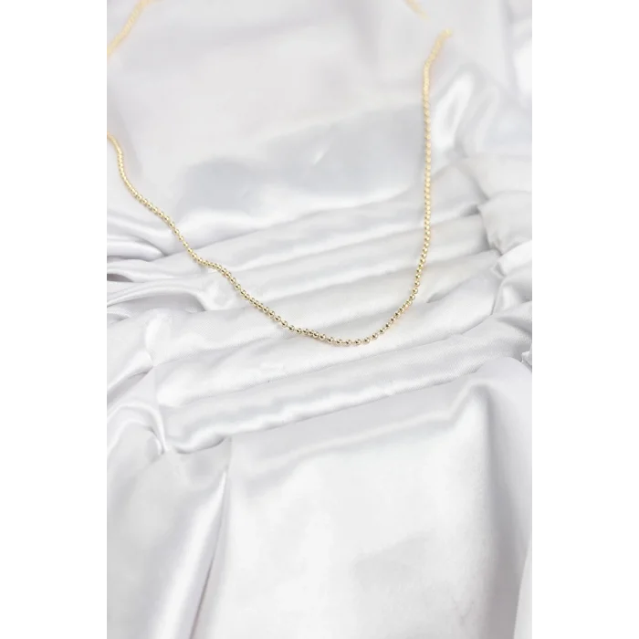 BUĞZ CM 14K Gold Renk Top Zincirli Model 60 cm Kadın Kolye - BUĞZ