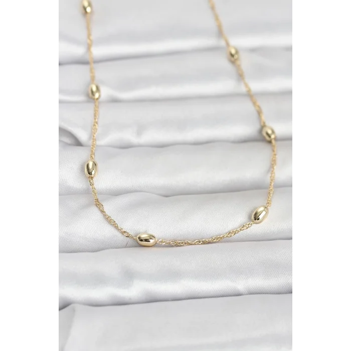 BUĞZ CM 14K Gold Renk Topçuklu Burgu Zincir Model 60 cm Kadın Kolye