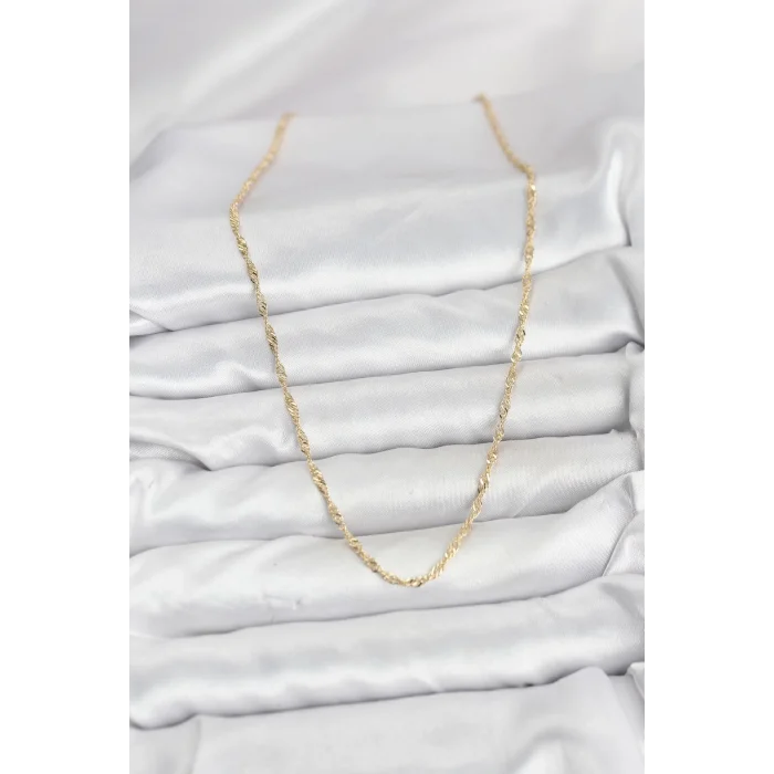 BUĞZ CM 14K Gold Renk Yassı Burgulu Model Kadın Kolye