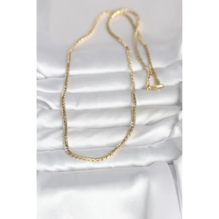 BUĞZ CM 14K Gold Renk Yassı Model 60 cm Kadın Kolye