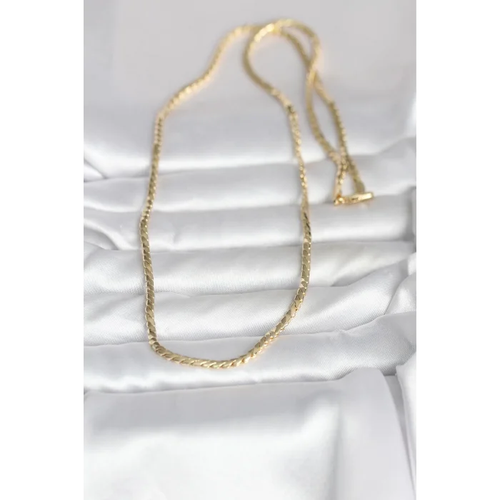 BUĞZ CM 14K Gold Renk Yassı Model 60 cm Kadın Kolye - BUĞZ