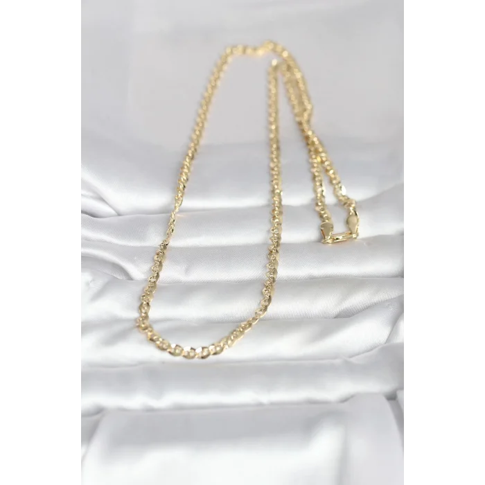 BUĞZ CM 14K Gold Renk Yassı Oval Zincirli Model 60 cm Kadın Kolye - BUĞZ