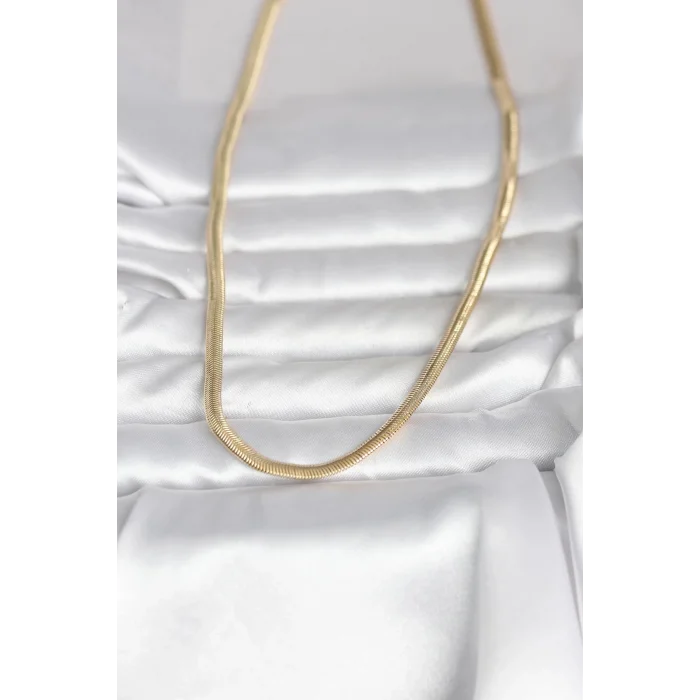 BUĞZ CM 14K Gold Renk Yassı Yılan Zincir Model 45 cm Kadın Kolye
