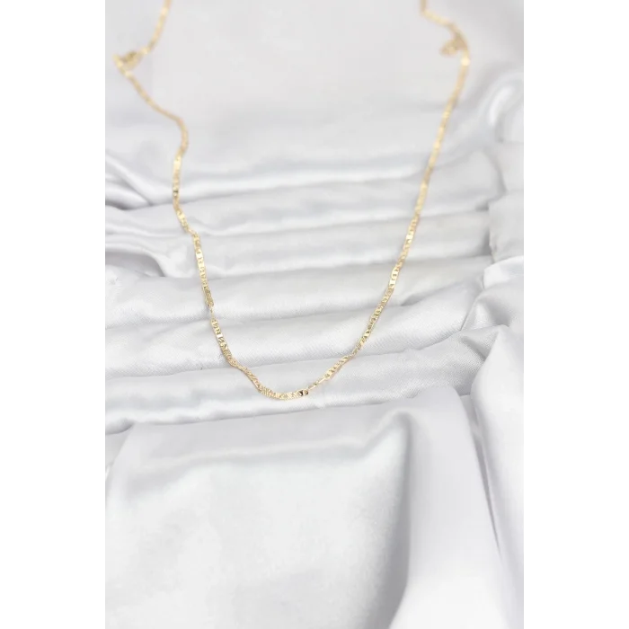 BUĞZ CM 14K Gold Renk Yassı Zincir Model 60 cm Kadın Kolye