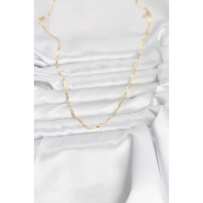 BUĞZ CM 14K Gold Renk Yassı Zincir Model 60 cm Kadın Kolye - BUĞZ