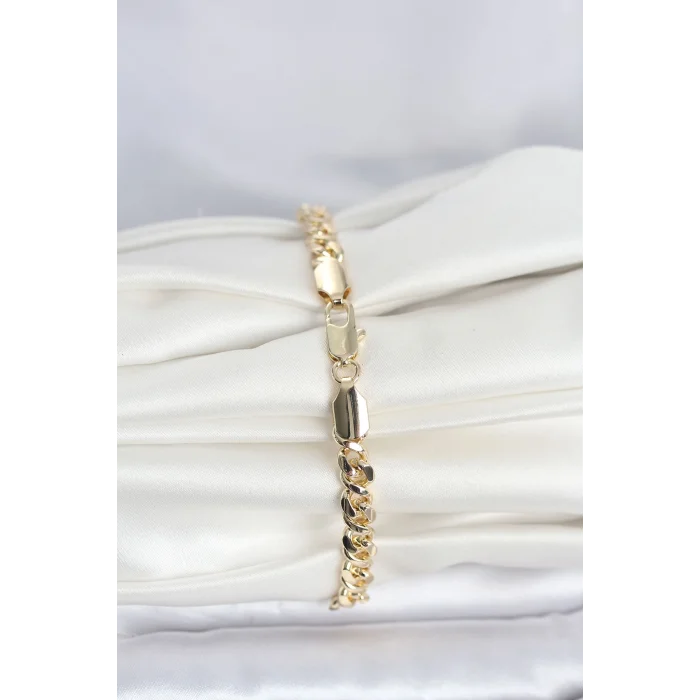 BUĞZ CM 14K Gold Renk Yassı Zincir Model Kadın Bileklik