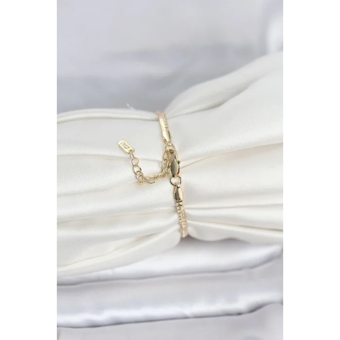 BUĞZ CM 14K Gold Renk Yassı Zincir Model Kadın Bileklik