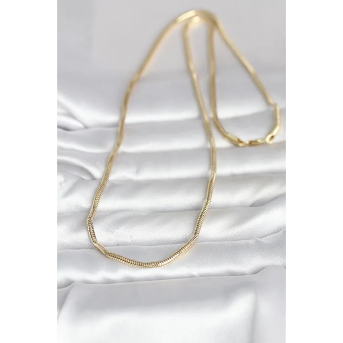 BUĞZ CM 14K Gold Renk Yılan Zincir Model 60 cm Kadın Kolye - BUĞZ