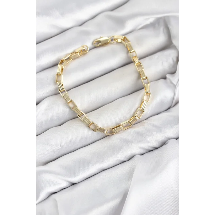 BUĞZ CM Kare Halka Model Gold Renk Pirinç Kadın Bileklik