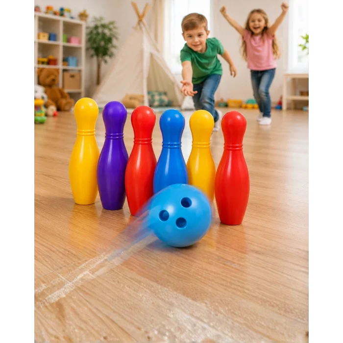 BUĞZ Çocuk Bowling Seti Renkli Top ve 6 Kuka İçeren Eğitici Oyun