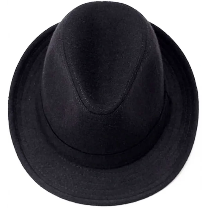 BUĞZ Çocuk Boy Siyah Kumaş Fötr Şapka Gösteri Şapkası Michael Jackson Şapkası 54 No