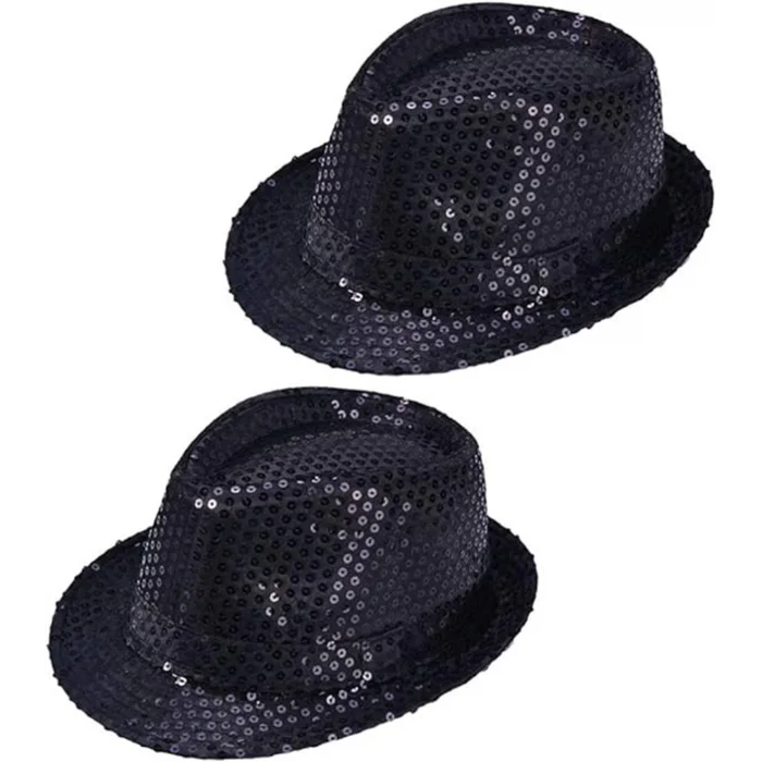 BUĞZ Çocuk Boy Siyah Payetli Şapka Gösteri Şapkası Michael Jackson Şapkası 54 No - Lisinya