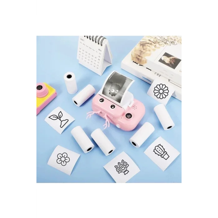 BUĞZ Çocuk Kamera Baskı Kağıdı, 5’li Rulo 57x25mm Çekirdekli Fotoğraf Baskı Termal Kağıt Rulo