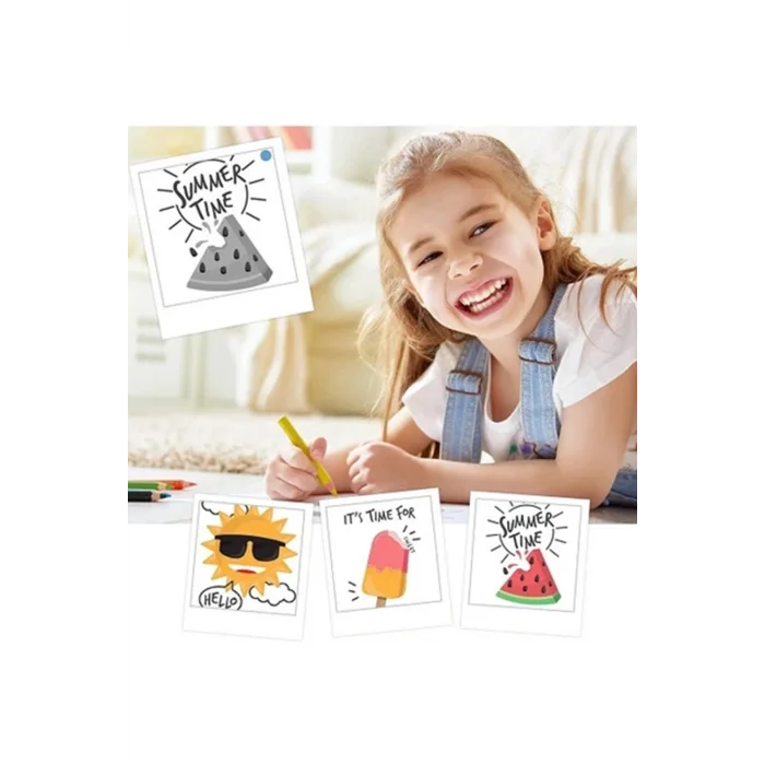 BUĞZ Çocuk Kamera Baskı Kağıdı, 5’li Rulo 57x25mm Çekirdekli Fotoğraf Baskı Termal Kağıt Rulo