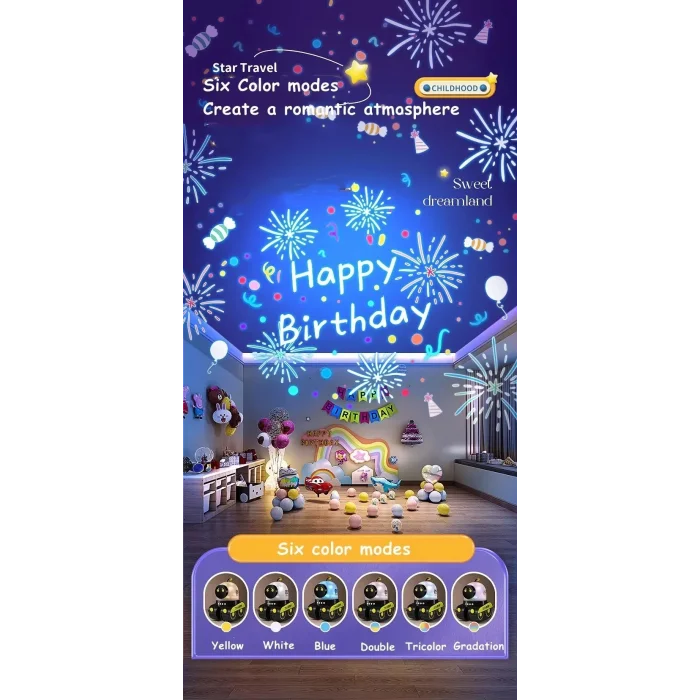  Çocuklar İçin Eğitici Eğlenceli Robot Figür Projektör Gece Lambası Uyku Arkadaşı