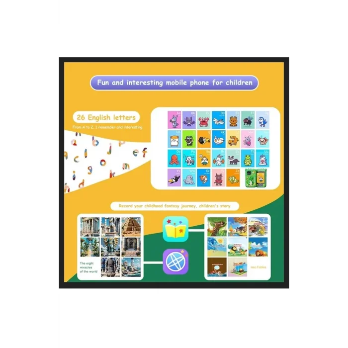 BUĞZ Çocuklar İçin Eğitici Telefon Dokunmatik Ekran Çift Kameralı Fenerli Müzik Çalar Oyun Video Mor