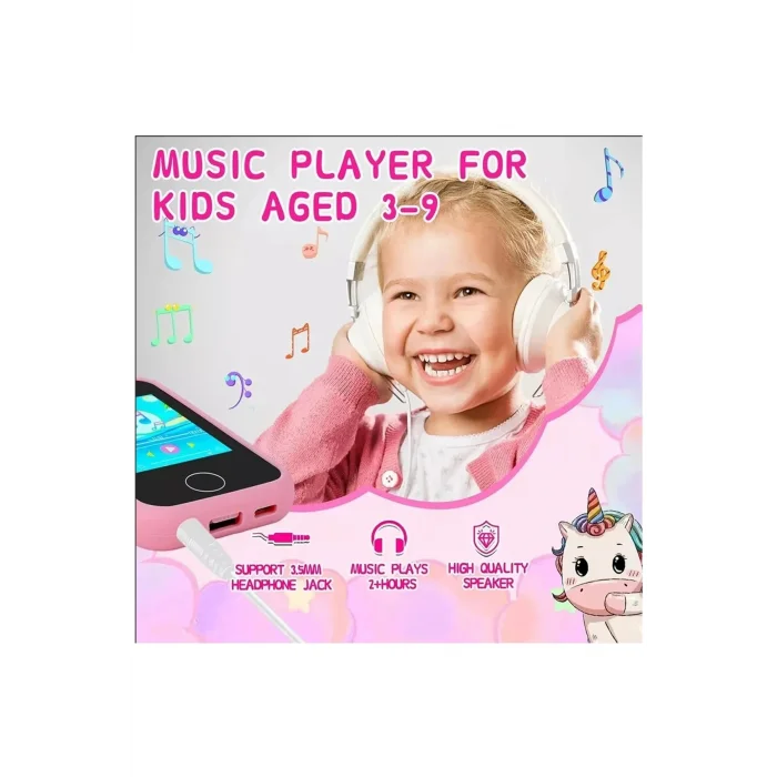 BUĞZ Çocuklar İçin Eğitici Telefon Dokunmatik Ekran Çift Kameralı Fenerli Müzik Çalar Oyun Video Mor