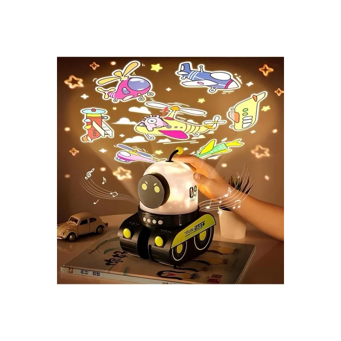  ÇOCUKLAR İÇİN EĞİTİCİ VE EĞLENCELİ ROBOT TEMALI PROJEKTÖR GECE LAMBASI