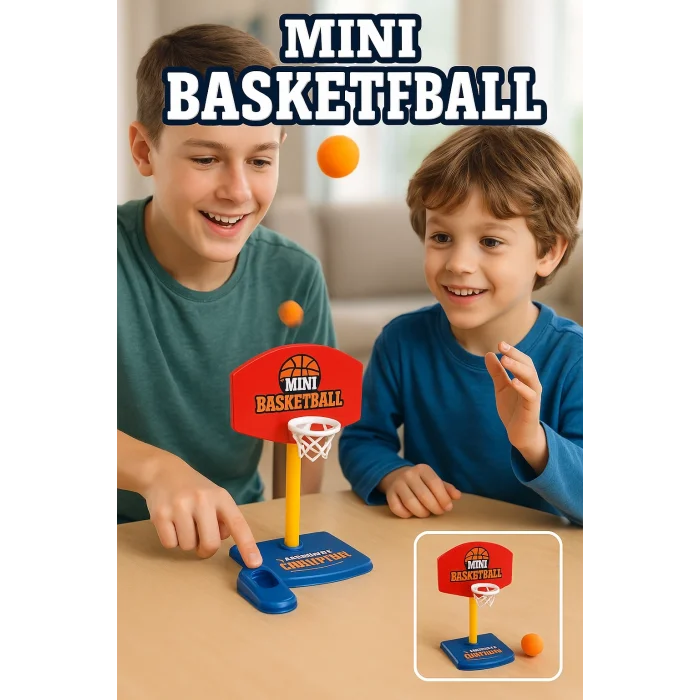 BUĞZ Çocuklar İçin Mini Masaüstü Basketbol Oyunu Fırlatma Butonlu Eğlenceli Basket Seti + 2 Top