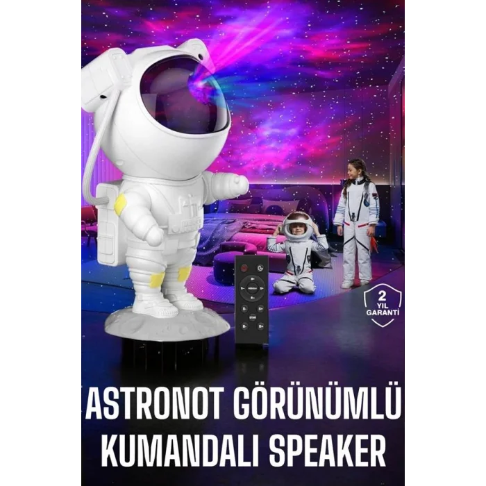 BUĞZ Çocuklara Özel Projeksiyon Astronot Lamba Speaker Sevimli - BUĞZ