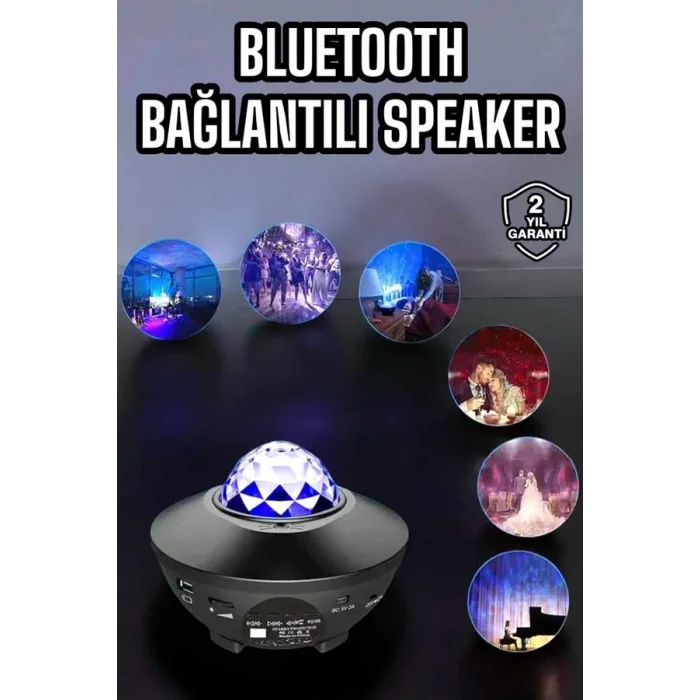 BUĞZ Çocuklara Özel Şarjlı Bluetooth Hoparlör Parti Led Lambası Yıldızlı Projeksiyon