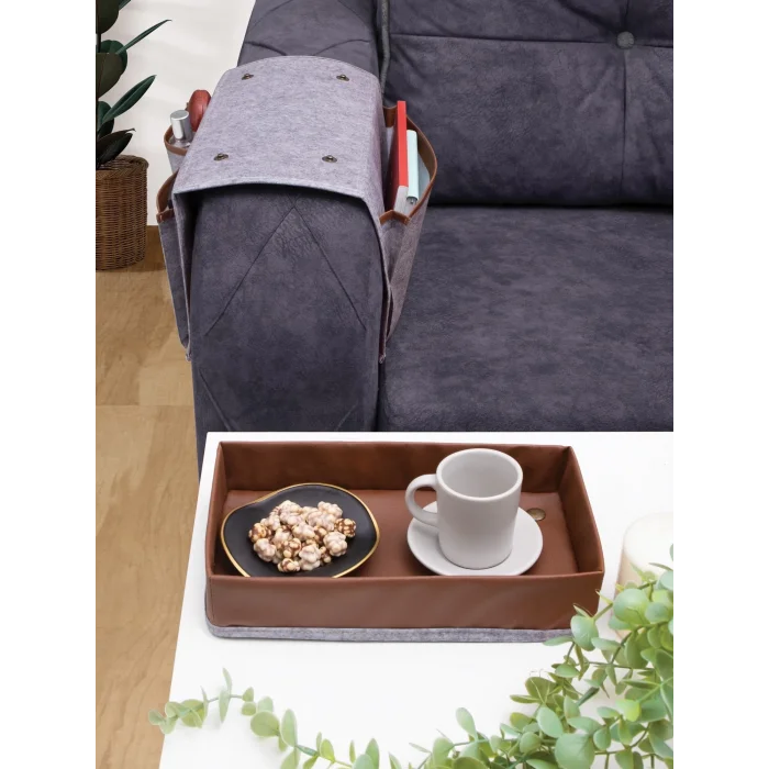  Çok Amaçlı Deri Şeritli Cepli Koltuk Kenarı Düzenleyici 03938