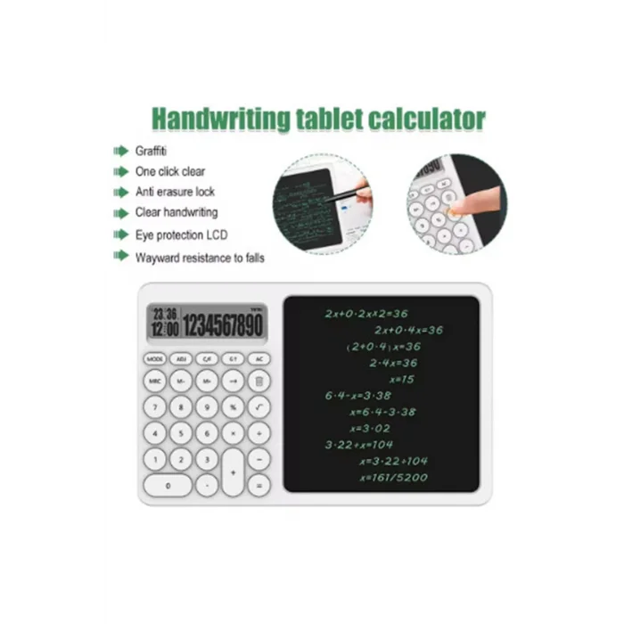 BUĞZ Çok Amaçlı Digital Hesap Makinesi Lcd Ekran Yazma Tableti Ofis Okul İçin Silinebilir El Yazısı Not Defteri
