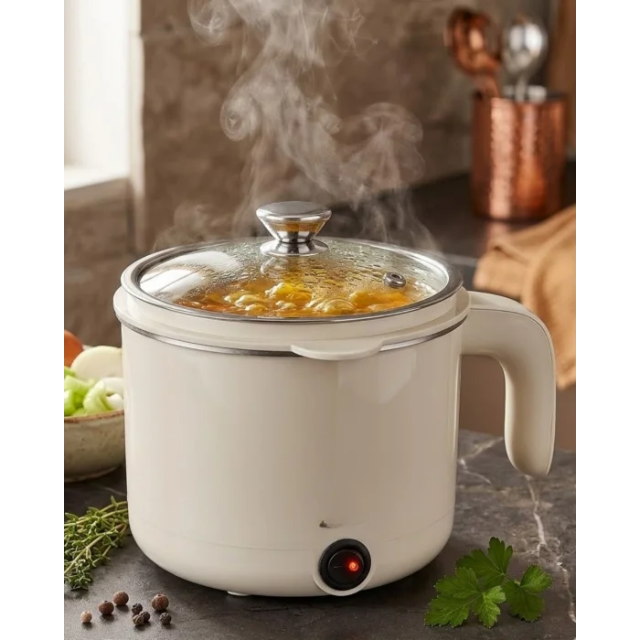 BUĞZ Çok Amaçlı Elektrikli Pişirici 1 Litre Mini Elektrikli Tencere Buharda Pişirme Özellikli