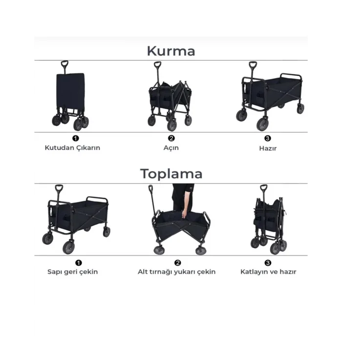 BUĞZ Çok Amaçlı Katlanabilir Kamp Arabası Bahçe Alışveriş Taşıma Vagonu